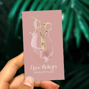 Hair Salon Modern Roos Gold Pastel Hair Stylist Visitekaartje