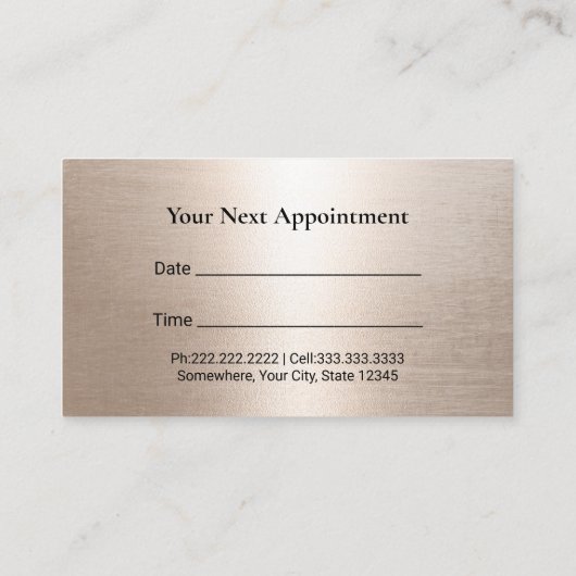 Hair Salon Modern Roos Gold Typogray Benoeming Afsprakenkaartje (Achterkant)