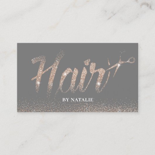 Hair Salon Modern Roos Gold Typogray Benoeming Afsprakenkaartje (Voorkant)