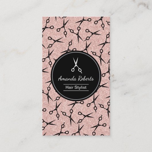 Hair Salon Modern Scissor Roos Gold Appointing Afsprakenkaartje (Voorkant)