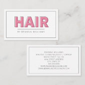 Hair Salon Modern Simple Pink Visitekaartje (Voorkant / Achterkant)