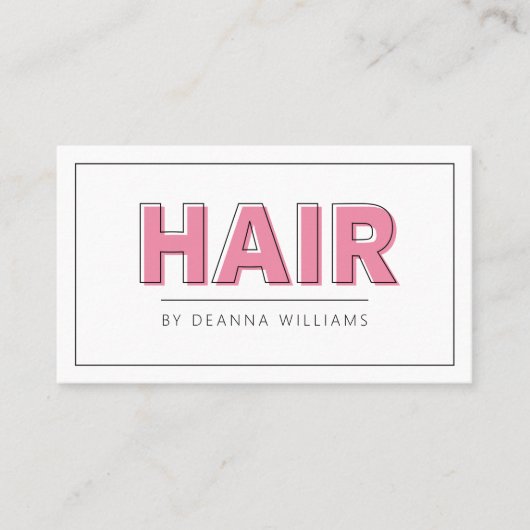 Hair Salon Modern Simple Pink Visitekaartje (Voorkant)
