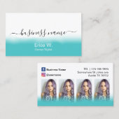 Hair Salon Modern Turquoise Foto Collage Visitekaartje (Voorkant / Achterkant)