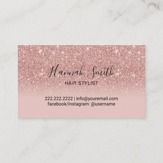 Hair Salon Modern Typogray Roos Gold Ombre Visitekaartje (Achterkant)