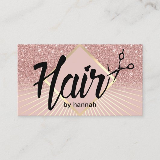 Hair Salon Modern Typogray Roos Gold Ombre Visitekaartje (Voorkant)