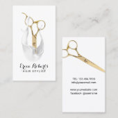 Hair Salon Modern White Gold Scissor Hair Stylist Visitekaartje (Voorkant / Achterkant)