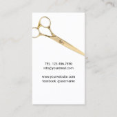 Hair Salon Modern White Gold Scissor Hair Stylist Visitekaartje (Achterkant)