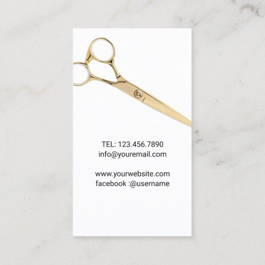 Hair Salon Modern White Gold Scissor Hair Stylist Visitekaartje (Achterkant)