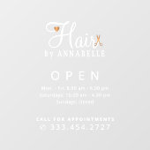 Hair salon naam openingstijden decimaal raamsticker (Vel)