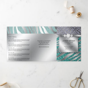 Hair Salon Nail Makeup Zebra Glitter Brochure Drieluik Kaart
