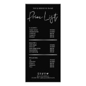 Hair Salon Nails Spa Black & Silver Glam Pricing Reclamekaart (Voorkant)