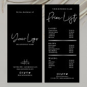 Hair Salon Nails Spa Black & Silver Glam Pricing Reclamekaart