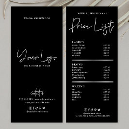 Hair Salon Nails Spa Black & Silver Glam Pricing Reclamekaart