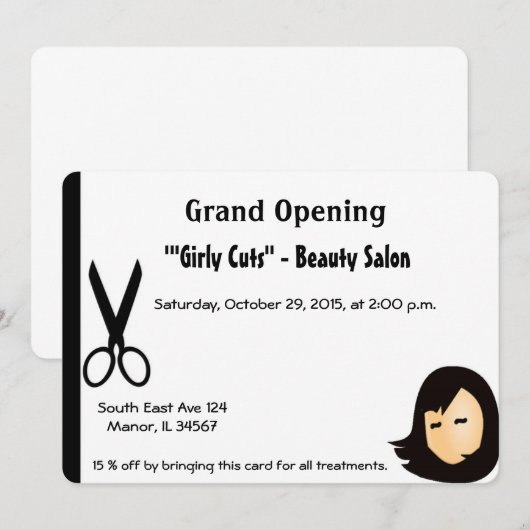 Hair Salon Openingsuitnodiging Kaart (Voorkant / Achterkant)