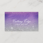 Hair Salon Paars Silver Glitter Benoeming Afsprakenkaartje (Voorkant)