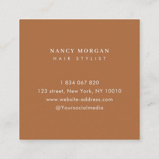 Hair Salon Photo Collage Terracotta  Vierkante Visitekaartje (Achterkant)