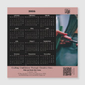 Hair Salon Pink Black 2026 Calendar Magnet (Voorkant)