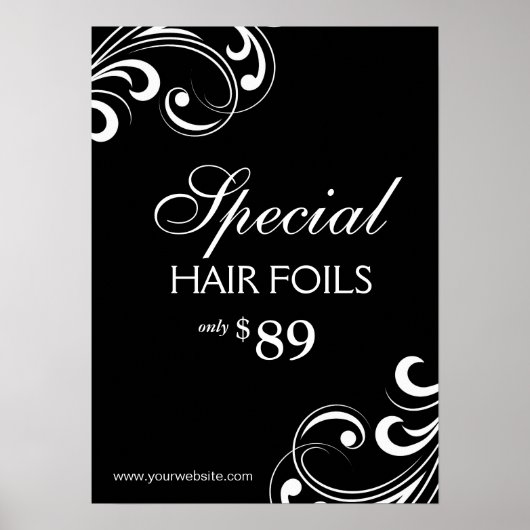 HAIR Salon Poster Spa Black & White Swirls (Voorkant)