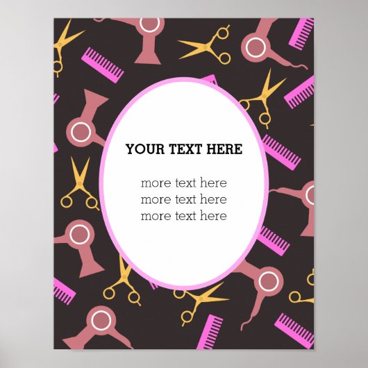 Hair Salon poster zwarte achtergrond (Voorkant)