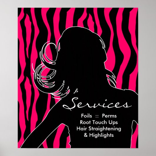 Hair Salon Posters Woman Roze Zebra (Voorkant)