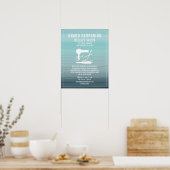Hair Salon Reopening Covid Safety Aqua Ombre Poster (Keuken)