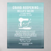 Hair Salon Reopening Covid Safety Aqua Ombre Poster (Voorkant)