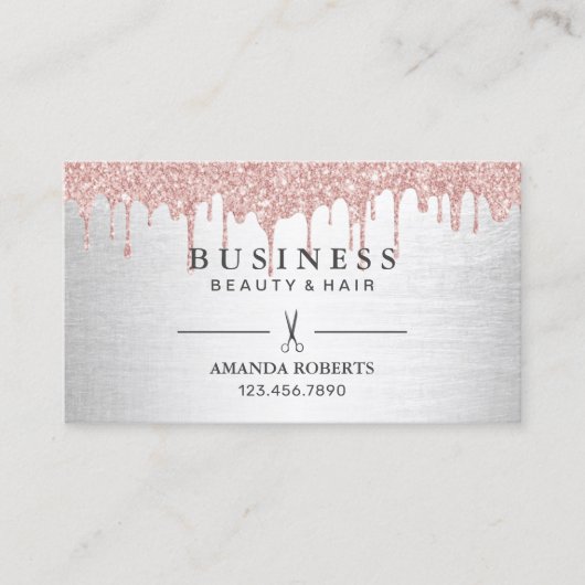 Hair Salon Roos Gold Drips Silver Appointing Afsprakenkaartje (Voorkant)