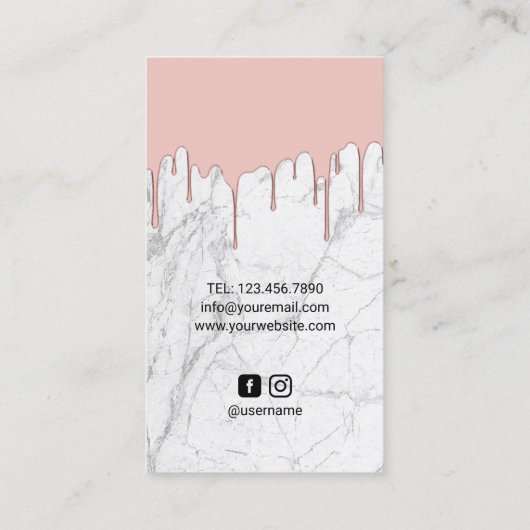 Hair Salon Roos Gold Driving White marble Visitekaartje (Achterkant)