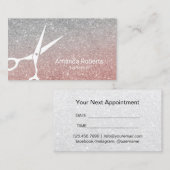 Hair Salon Roos Gold en Silver Glitter Benoeming Afsprakenkaartje (Voorkant / Achterkant)