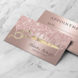 Hair Salon Roos Gold Glitter Drips Benoeming Afsprakenkaartje<br><div class="desc">Haar Stylist Gold Scissor Roos Gold Glitter Drips Appointment Reminder Kaart.</div>