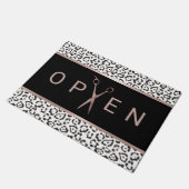 Hair Salon Roos Gold Scissor Leopard Welkom Deurmat (Schuin)