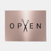 Hair Salon Roos Gold Scissor Open Welcome Deurmat (Voorkant)