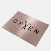 Hair Salon Roos Gold Scissor Open Welcome Deurmat (Schuin)