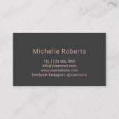 Hair Salon Roos Gold Typografie Donkergrijs Visitekaartje (Achterkant)