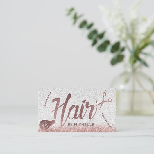 Hair Salon Roos Gold Typografie Haarstylist Afsprakenkaartje (Staand voorkant)