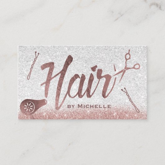 Hair Salon Roos Gold Typografie Haarstylist Afsprakenkaartje (Voorkant)