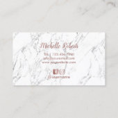 Hair Salon Roos Gold Typografie White marble Visitekaartje (Achterkant)
