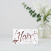 Hair Salon Roos Gold Typografie White marble Visitekaartje (Staand voorkant)