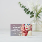 Hair Salon roze haar model Visitekaartje (Staand voorkant)