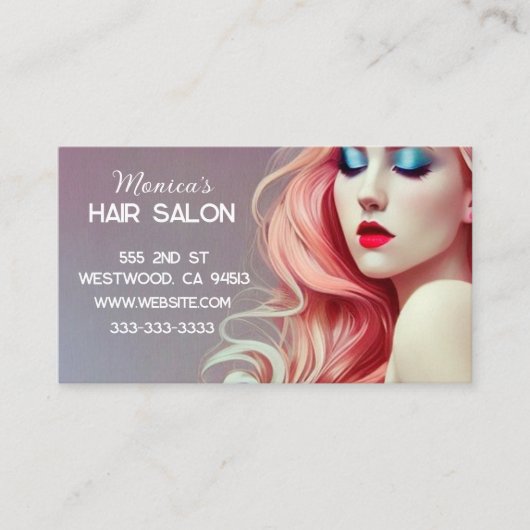 Hair Salon roze haar model Visitekaartje (Voorkant)