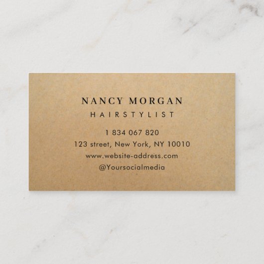 Hair Salon Rustic Kraft  Business Card Visitekaartje (Achterkant)