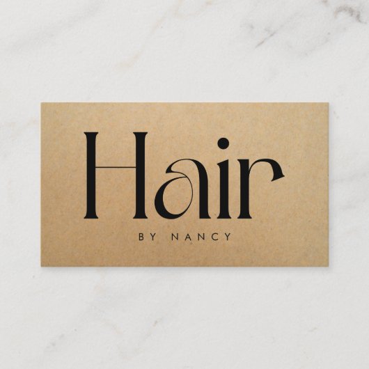 Hair Salon Rustic Kraft  Business Card Visitekaartje (Voorkant)