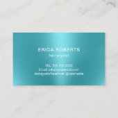 Hair Salon Scissor & Flower Typography Turquoise Visitekaartje (Achterkant)