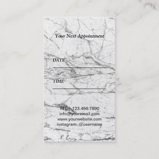 Hair Salon Scissor Pattern Marble Appointment Afsprakenkaartje (Achterkant)