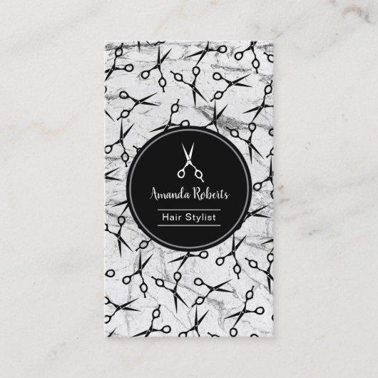 Hair Salon Scissor Pattern Marble Appointment Afsprakenkaartje (Voorkant)