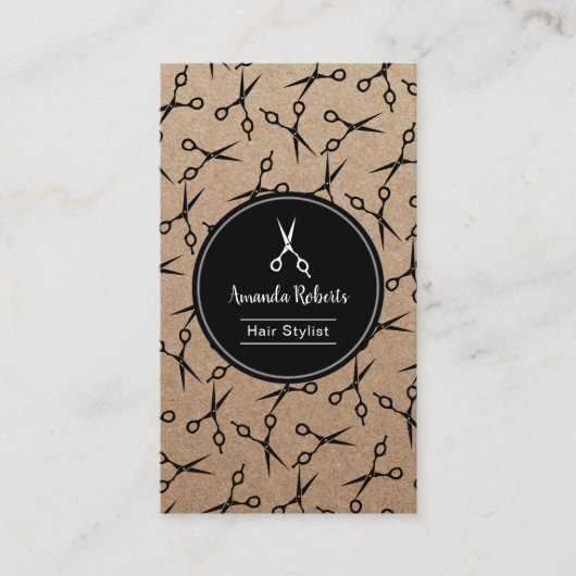 Hair Salon Scissor Pattern Rustic Appointment Afsprakenkaartje (Voorkant)