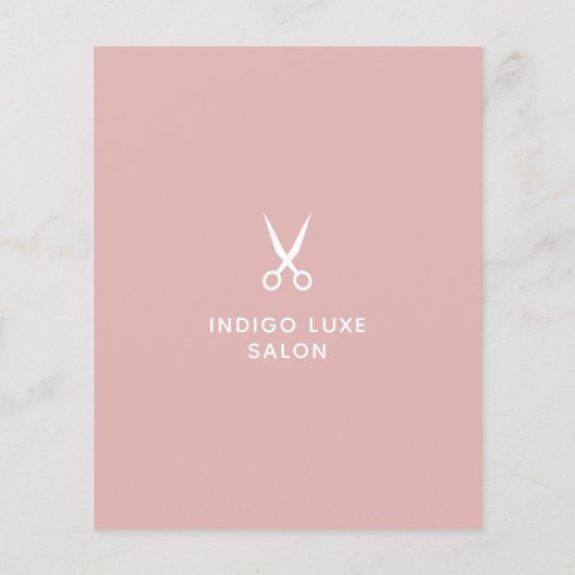 Hair Salon Scissors Modern Dusty Pink Marketing Flyer (Achterkant)