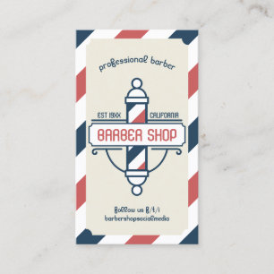 Hair Salon Services  Pole Logo Barber Visitekaartje