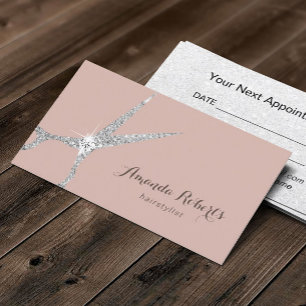 Hair Salon Silver Scissor Dusty Roos Appointment Afsprakenkaartje