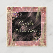 Hair Salon Specialized QR Code Black en Gold Vierkante Visitekaartje (Voorkant)